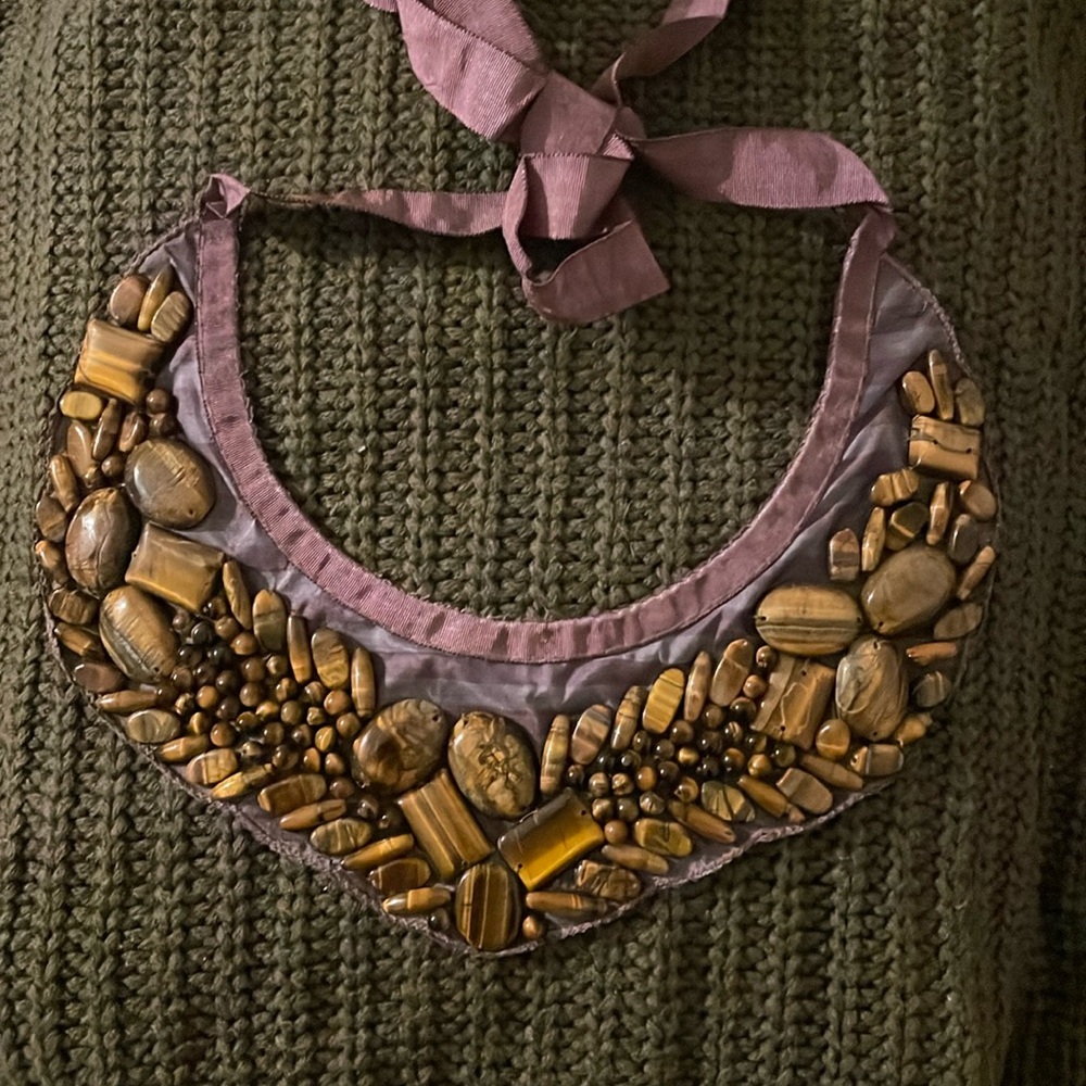 Brown, Amber, Purple Statement Necklace - image 1